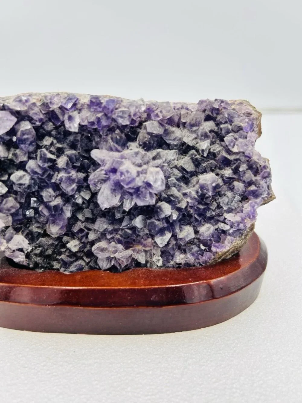 Amethyst Crystal Cluster Geode Decorator Piece on Display Stand Base Home Accent